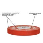 red competition bumper plate with disc features