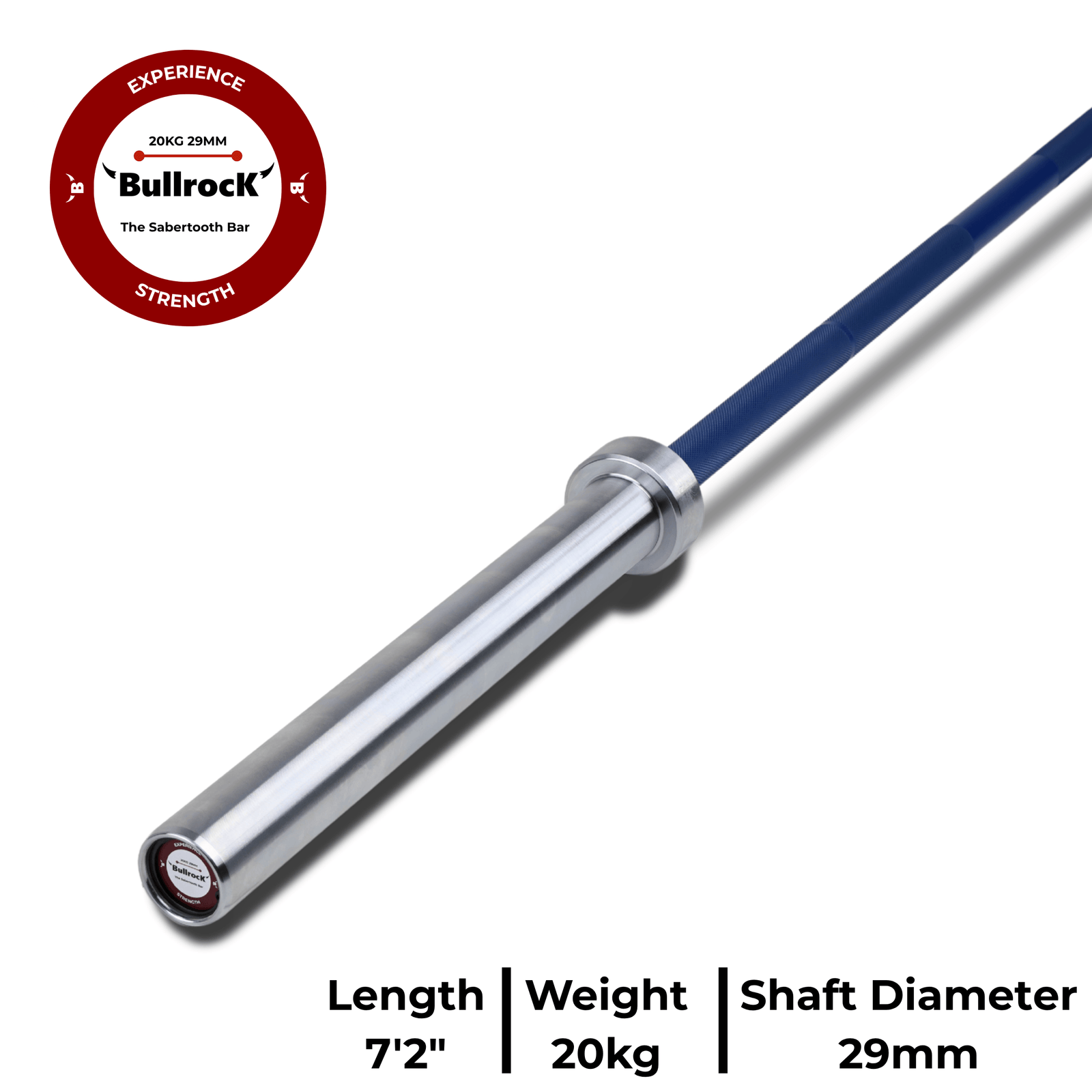 1_Sabertooth_Bar_Bossy_Blue The Sabertooth Bar (20kg, 29mm) Bossy Blue - Remastered - Image 1