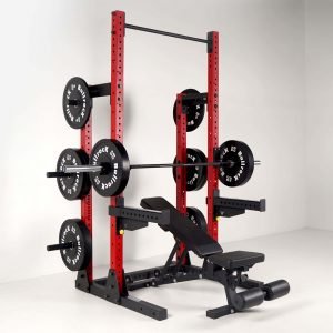 gorilla half rack with bench and bumper plates