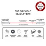 The DireWolf Deadlift Bar – (20kg, 27mm, 2300mm) Red – Remastered - Image 3