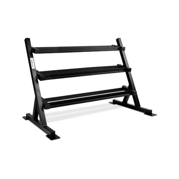 horizontal 3 tier dumbbells rack storage black in color