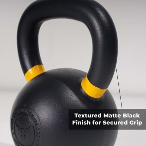 texture matte black finish of cast iron kettlebells