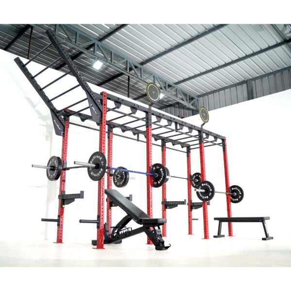 4 station 41 inch crossfit rig with monkey bars with accessories