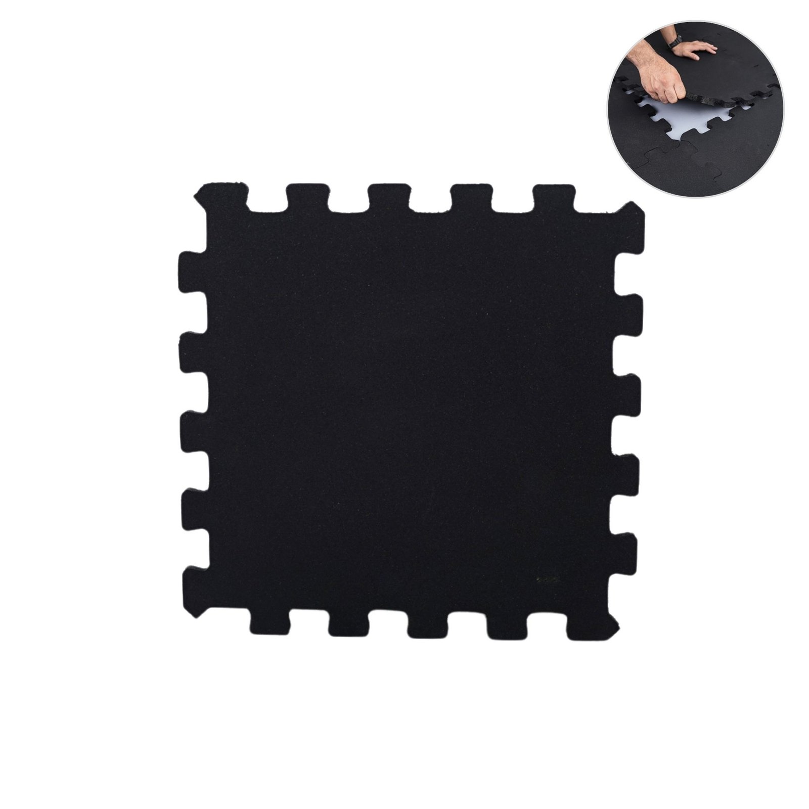 1_Interlocking_Fine_Crumb_Rubber_Tile_49x49 Interlocking Fine Crumb Rubber Tile 49x49 cm Thick 15 mm (Pack of 8 pcs) Black and White - Image 1